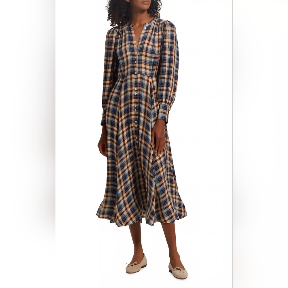 NWT Doen Edlynne Belleville Plaid Midi Dress